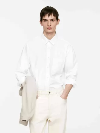 Avslappnad poplinskjorta Vit 1255889001002 330x440 - Avslappnad poplinskjorta