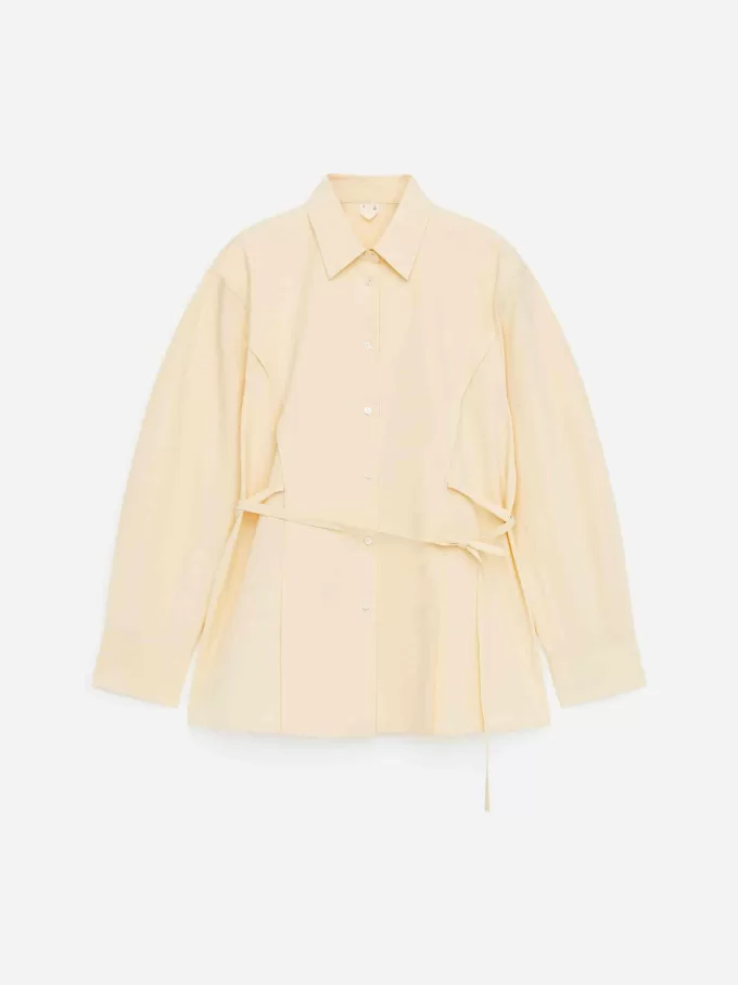 Blus i bomull med knytskärp Blus i bomull med knytskärp