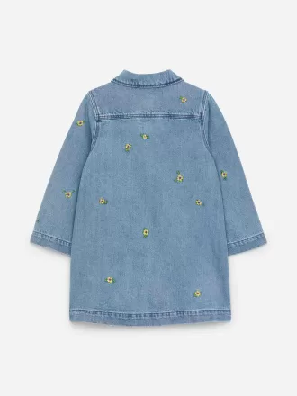 Broderad jeansklänning