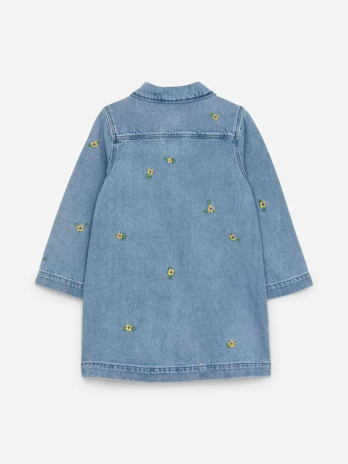 Broderad jeansklänning