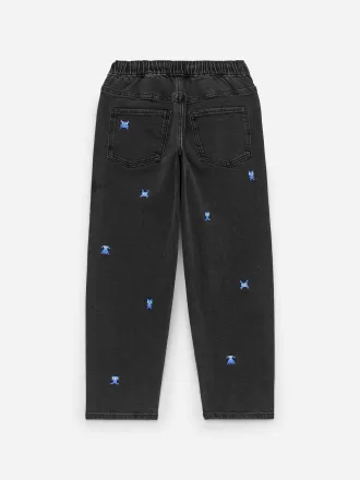 Broderade jeansbyxor