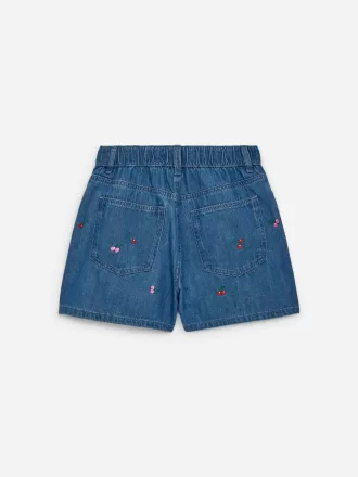 Broderade jeansshorts