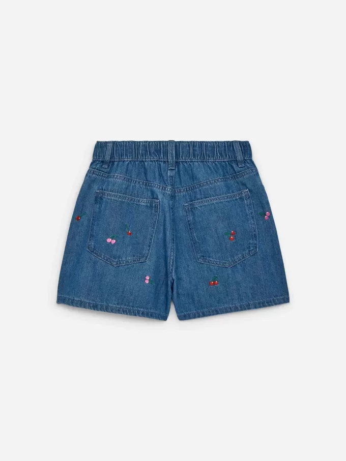 Broderade jeansshorts
