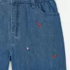 Broderade jeansshorts