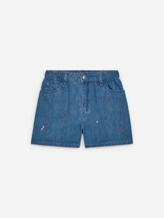 Broderade jeansshorts