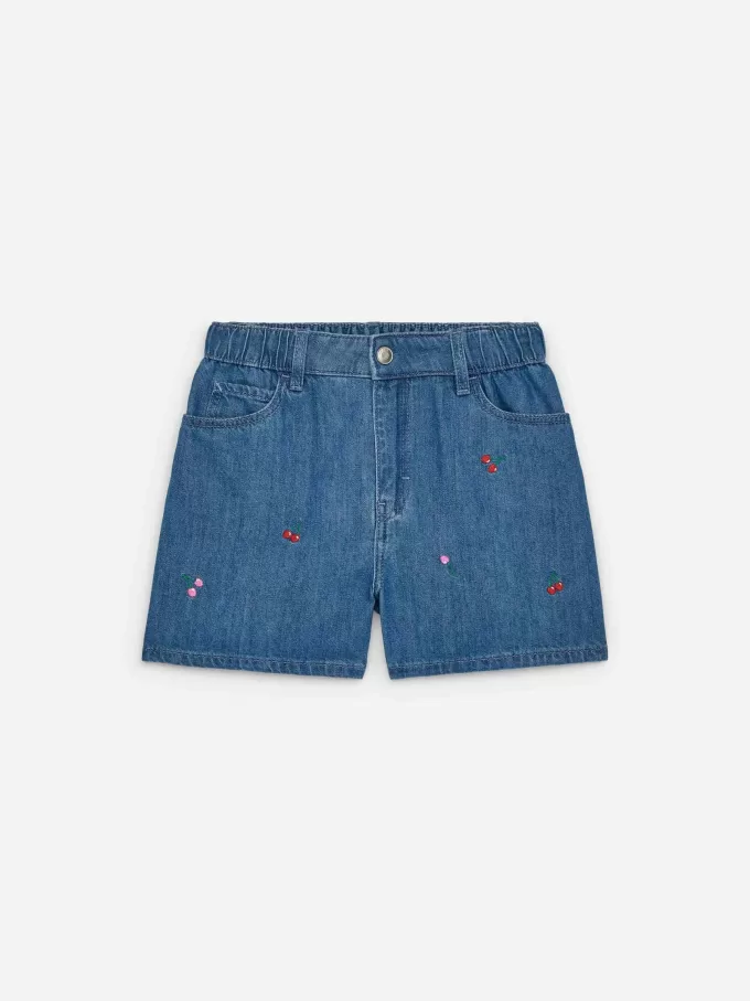 Broderade jeansshorts