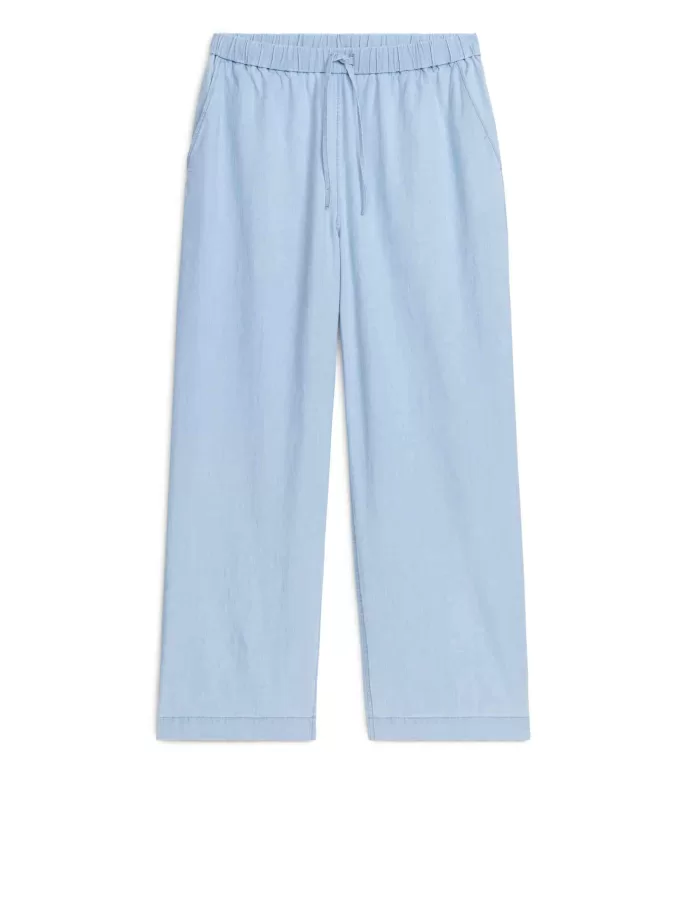 Byxor med dragsko i lätt denim Byxor med dragsko i lätt denim