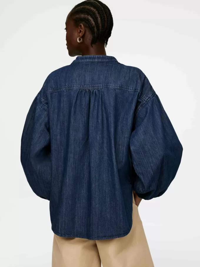 Denimblus med volymärm Denimblus med volymärm
