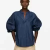 Denimblus med volymärm Denimblus med volymärm