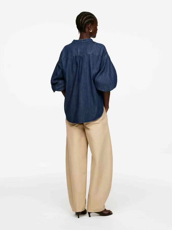 Denimblus med volymärm Denimblus med volymärm