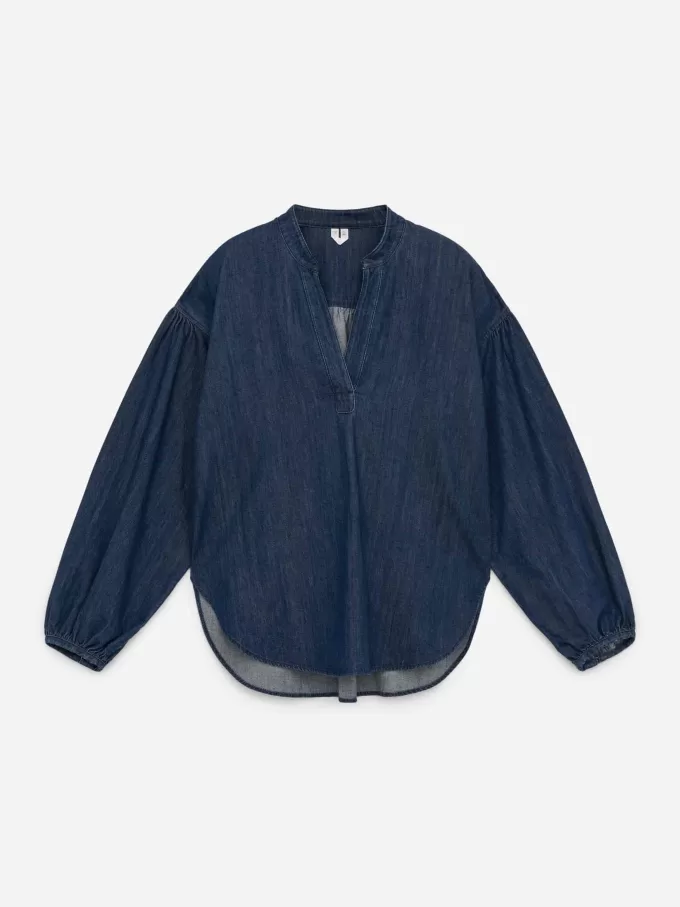 Denimblus med volymärm Denimblus med volymärm