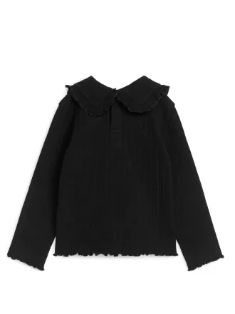 Frill Collar Pointelle Top