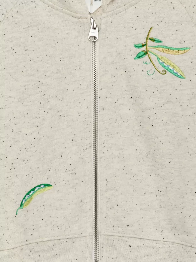 Huvtröja med broderad dragkedja