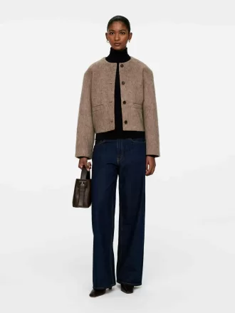 Jacka i borstad ullblandning