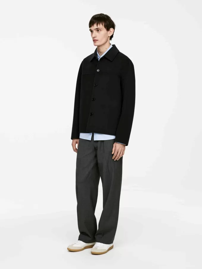 Jacka i ullblandning med dubbelt ansikte Jacka i ullblandning med dubbelt ansikte