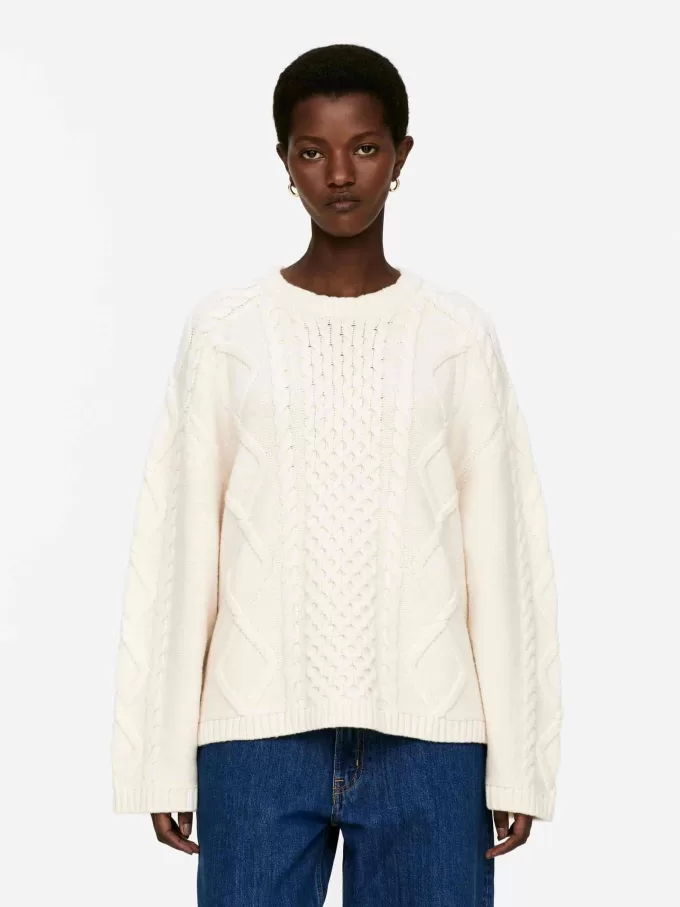 Kabelstickad ullbyxa