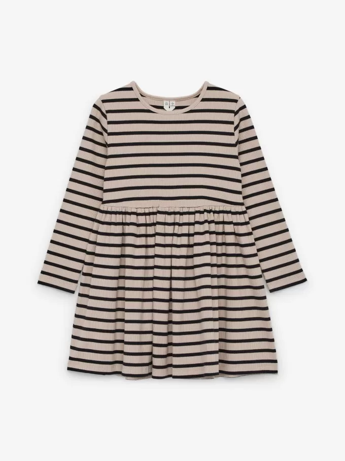 Klänning med ribbad bomull