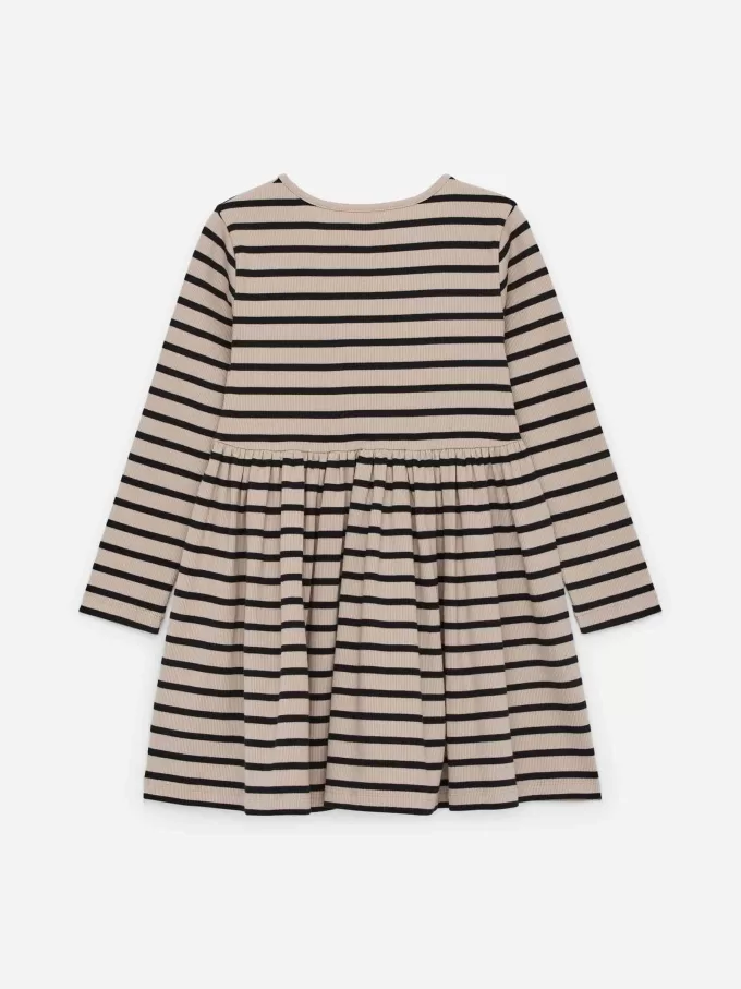 Klänning med ribbad bomull