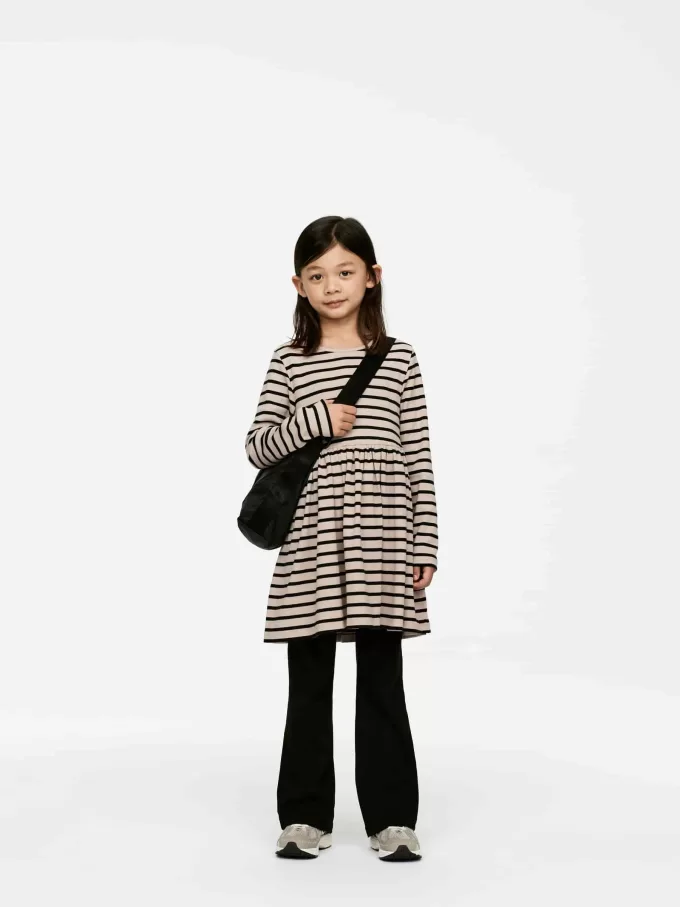 Klänning med ribbad bomull