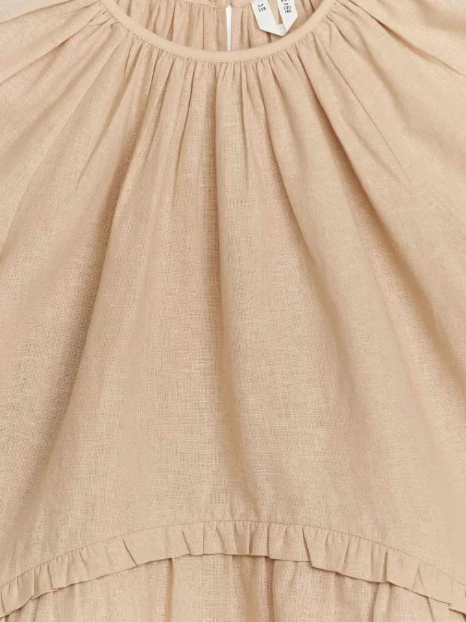 Klänning med volang i linneblandning Klänning med volang i linneblandning