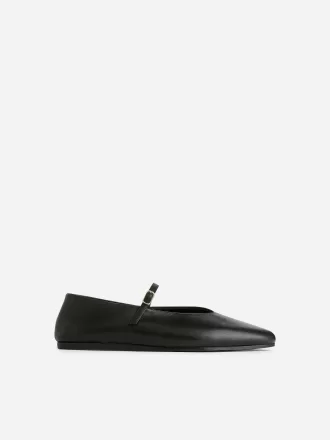 Läder Mary Jane Flats