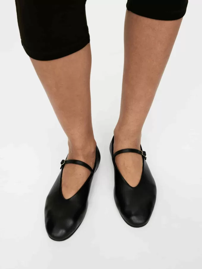 Läder Mary Jane Flats Läder Mary Jane Flats