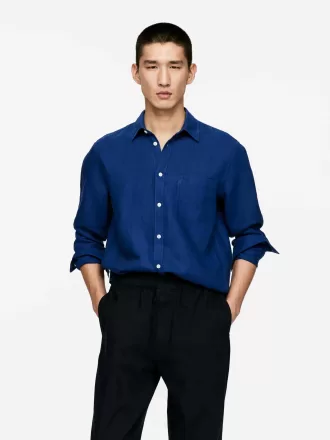 Linenskjorta i normal passform