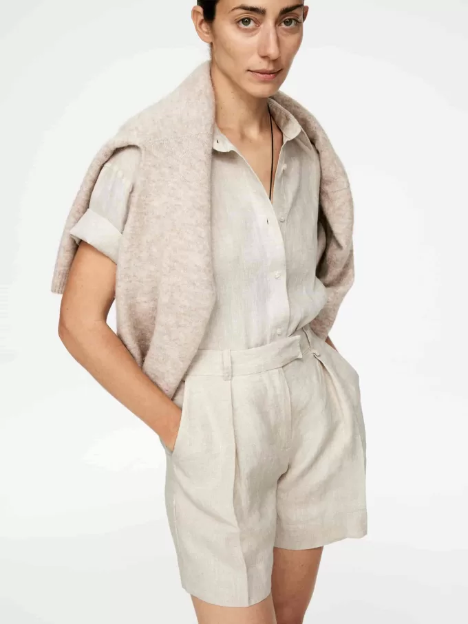 Linneshorts med hög midja Linneshorts med hög midja