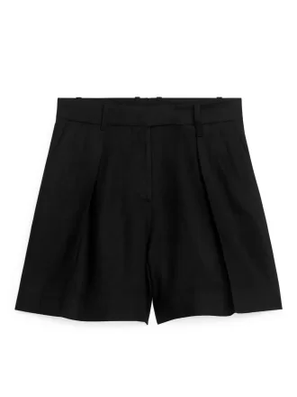 Linneshorts med hög midja