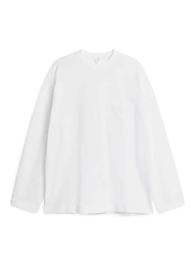 Merceriserad långärmad T-shirt Merceriserad långärmad T-shirt