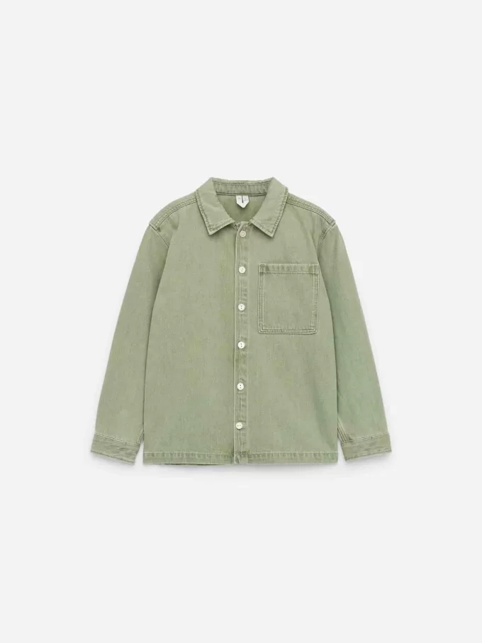 Overshirt i tvättad jeans