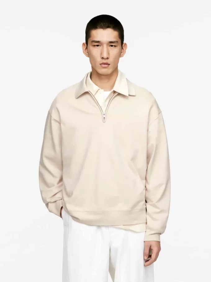 Pikétröja med halv dragkedja Pikétröja med halv dragkedja