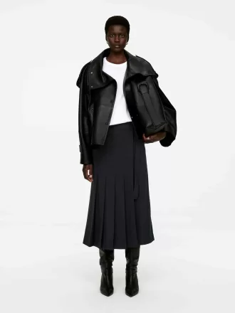 Plisserad kjol i ullblandning