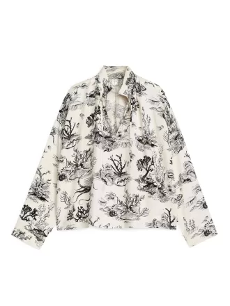 Print Blus med dragsko