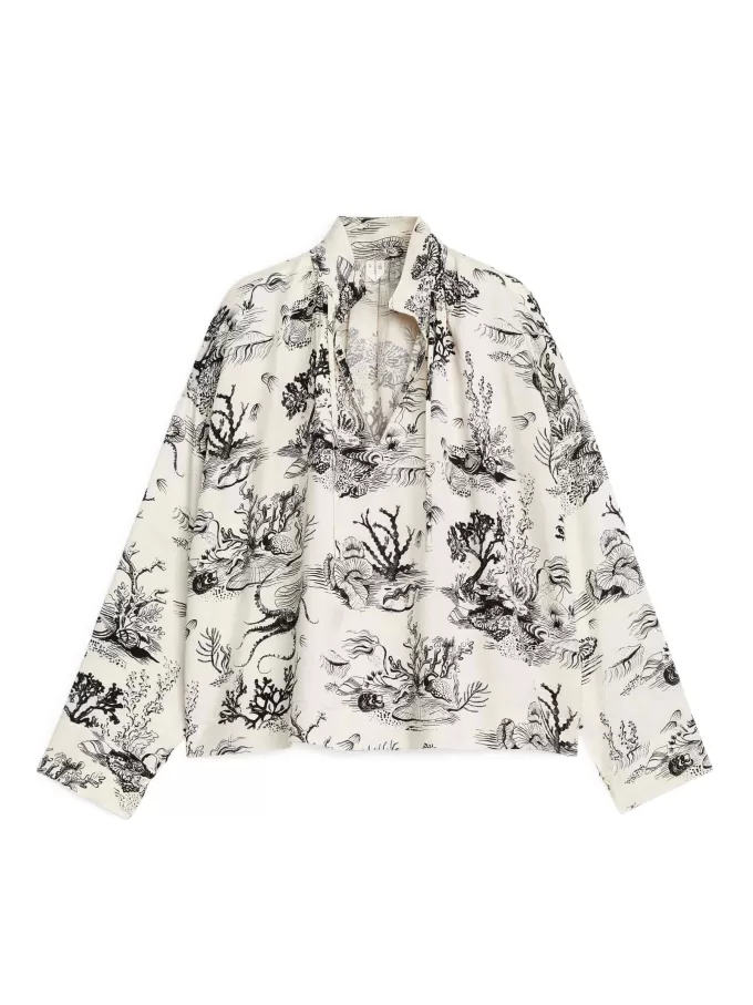 Print Blus med dragsko Print Blus med dragsko