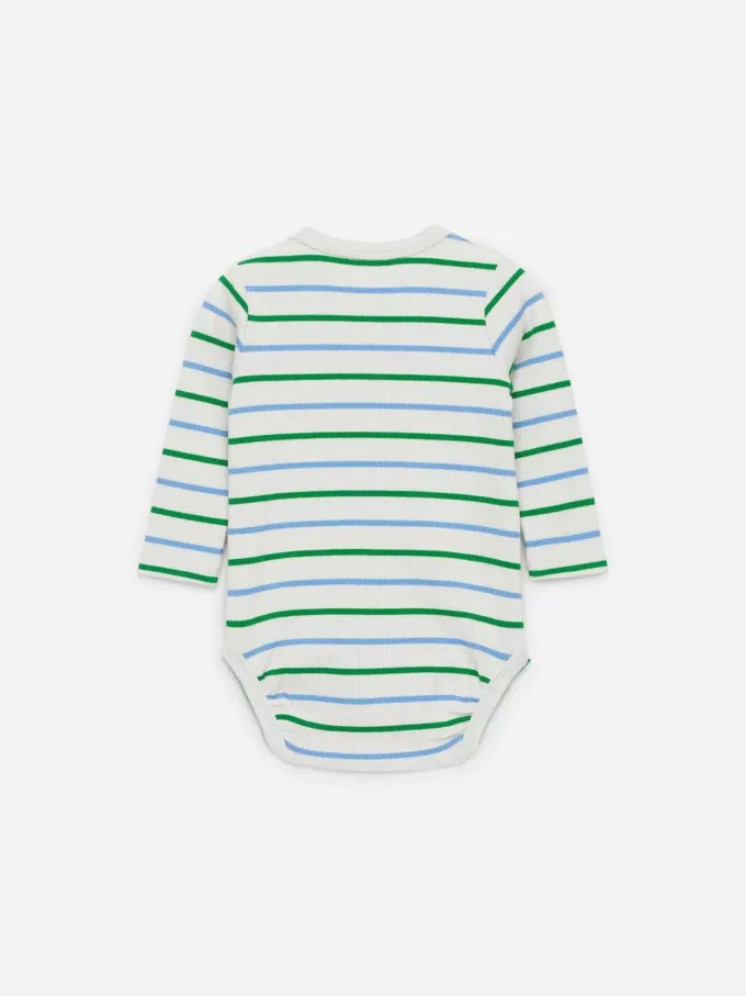 Ribbstickad långärmad body