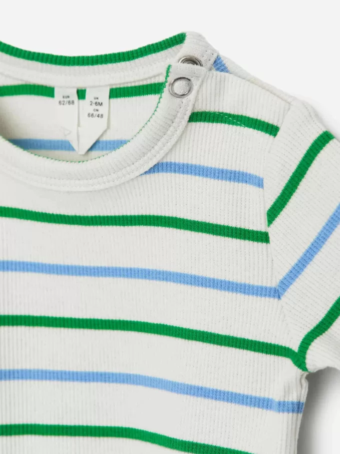 Ribbstickad långärmad body