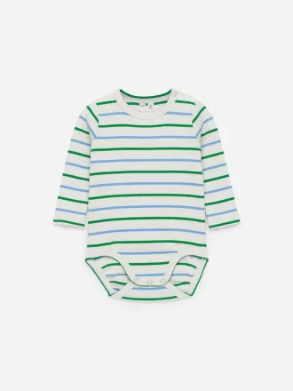 Ribbstickad långärmad body