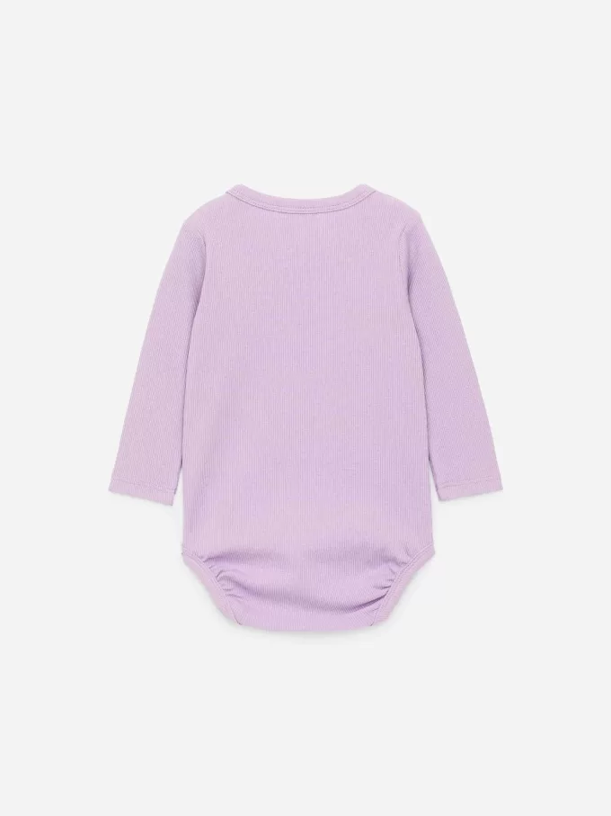 Ribbstickad långärmad body