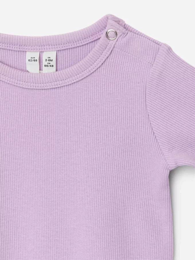 Ribbstickad långärmad body