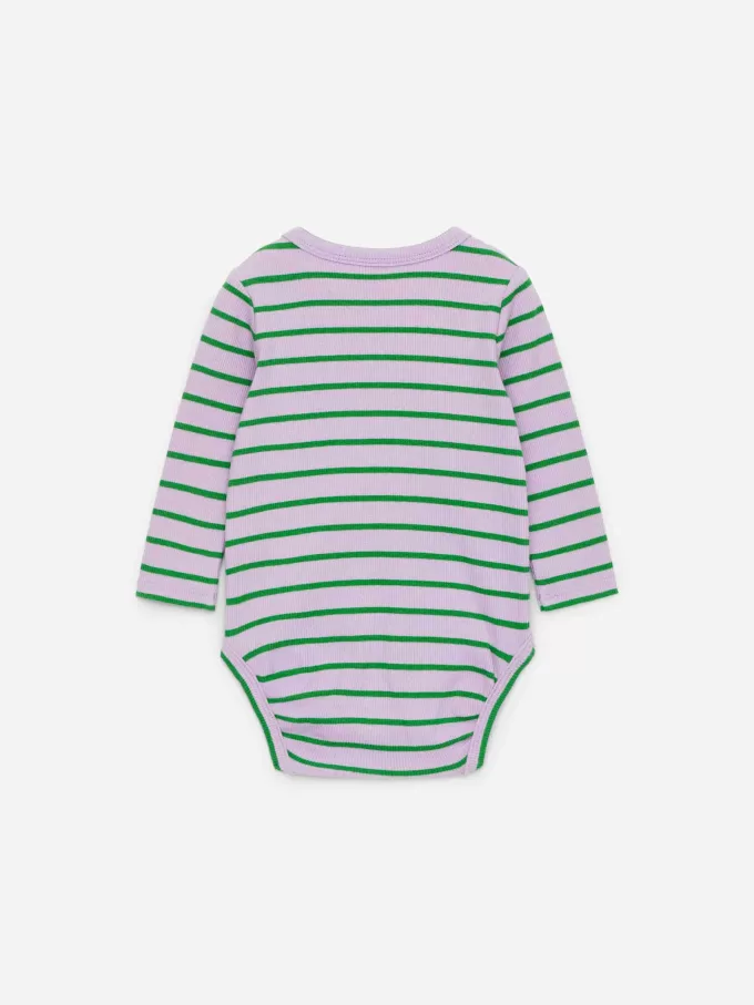 Ribbstickad långärmad body