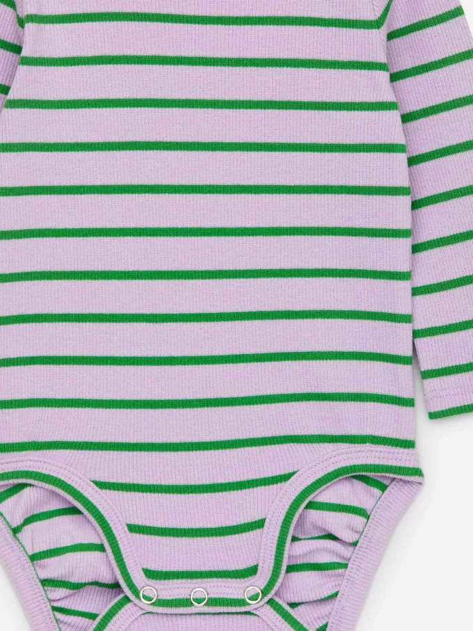 Ribbstickad långärmad body