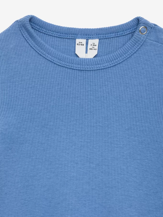 Ribbstickad långärmad body