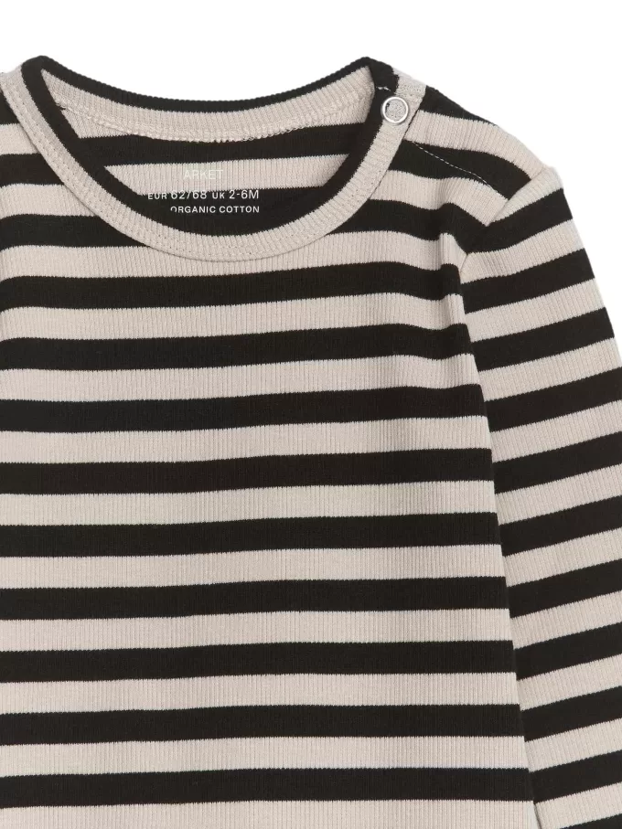 Ribbstickad långärmad body