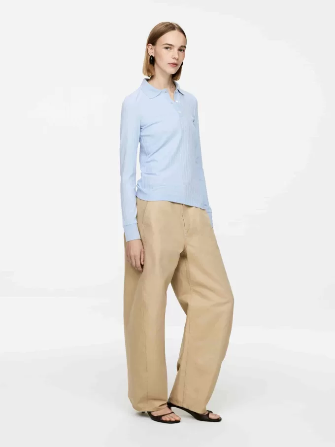 Ribbstickad pikétröja