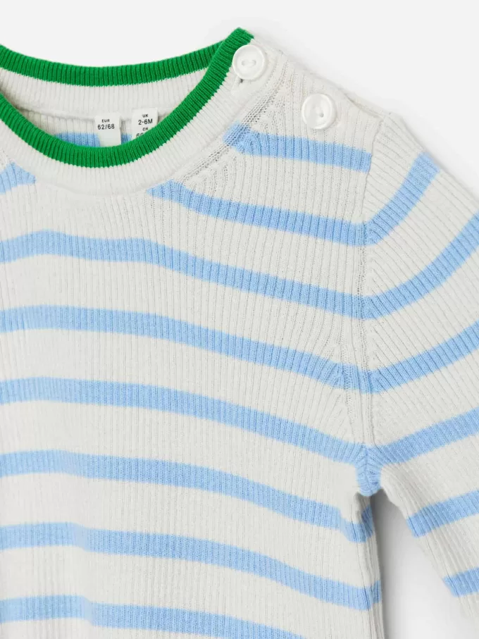 Ribbstickad tröja för nyfödd