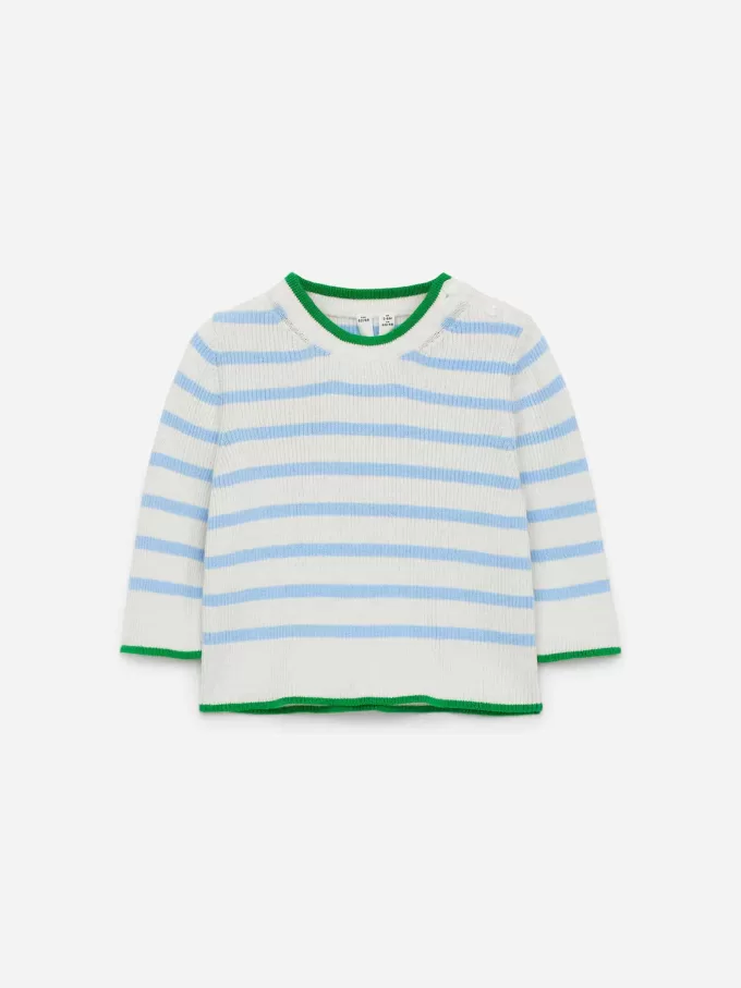 Ribbstickad tröja för nyfödd