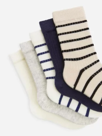 Ribbstickade babystrumpor, 5 par