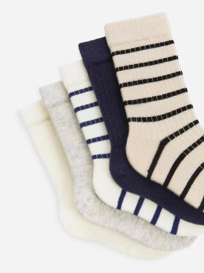 Ribbstickade babystrumpor, 5 par