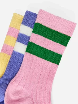Ribbstickade strumpor Set om 3
